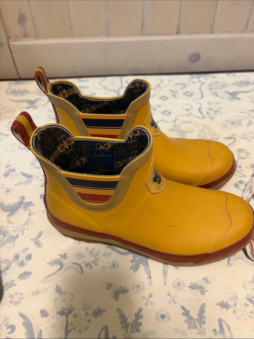Pendleton Yellow and Red Short Rain Boots - Picture 2 of 2